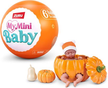 My Mini Pumpkin Patch Series 1 By ZURU | 1 of 6 limited-edition fall babies; ultra-realistic soft skin; cozy swaddle + themed accessory; collect all 6; ages 5+