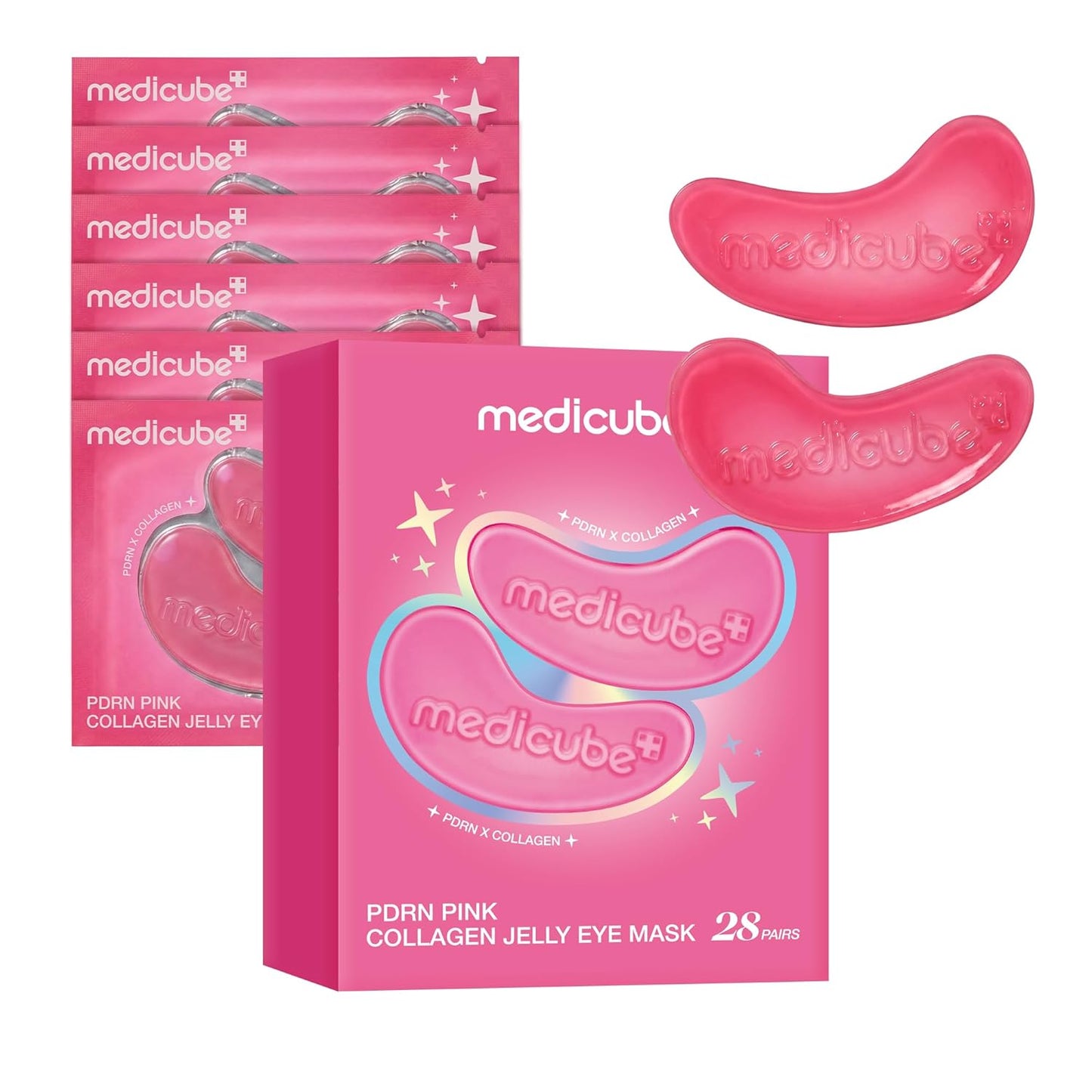 medicube Jelly Eye Mask PDRN Pink Collagen | Hydrogel Eye Patches with PDRN, Collagen, NAD | Refreshing for Puffy, Tired Eyes | Firming for Look of Wrinkles, Fine Lines | Korean Skincare (6 Pairs)