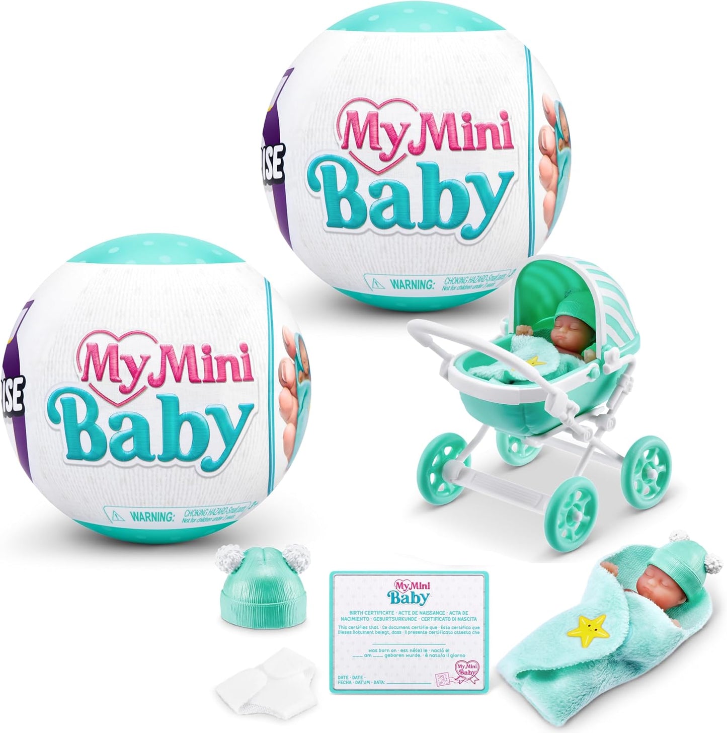 5 Surprise My Mini Baby Series 1 by ZURU, Collectible Mystery Capsule, Toy for Girls, Realistic Miniature Baby, Playset and Accessories