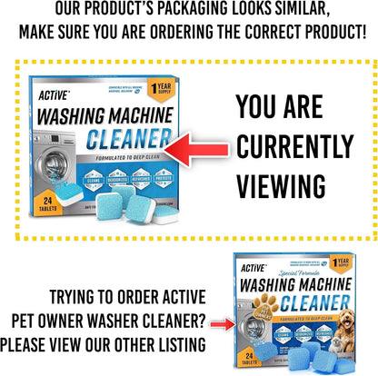 Washing Machine Cleaner Descaler 24 Pack - Deep Cleaning Tablets For HE Front Loader &amp; Top Load Washer, Septic Safe Eco-Friendly Deodorizer, Clean Inside Drum and Laundry Tub Seal - 12 Month Supply