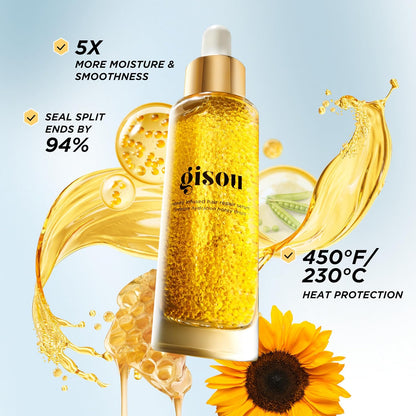 Gisou Honey Infused Hair Repair Serum (1.0 Fl Oz) | Visibly reduces breakage, helps seal split ends, protects against UV, with encapsulated Mirsalehi Honey &amp; plant-based Keratin