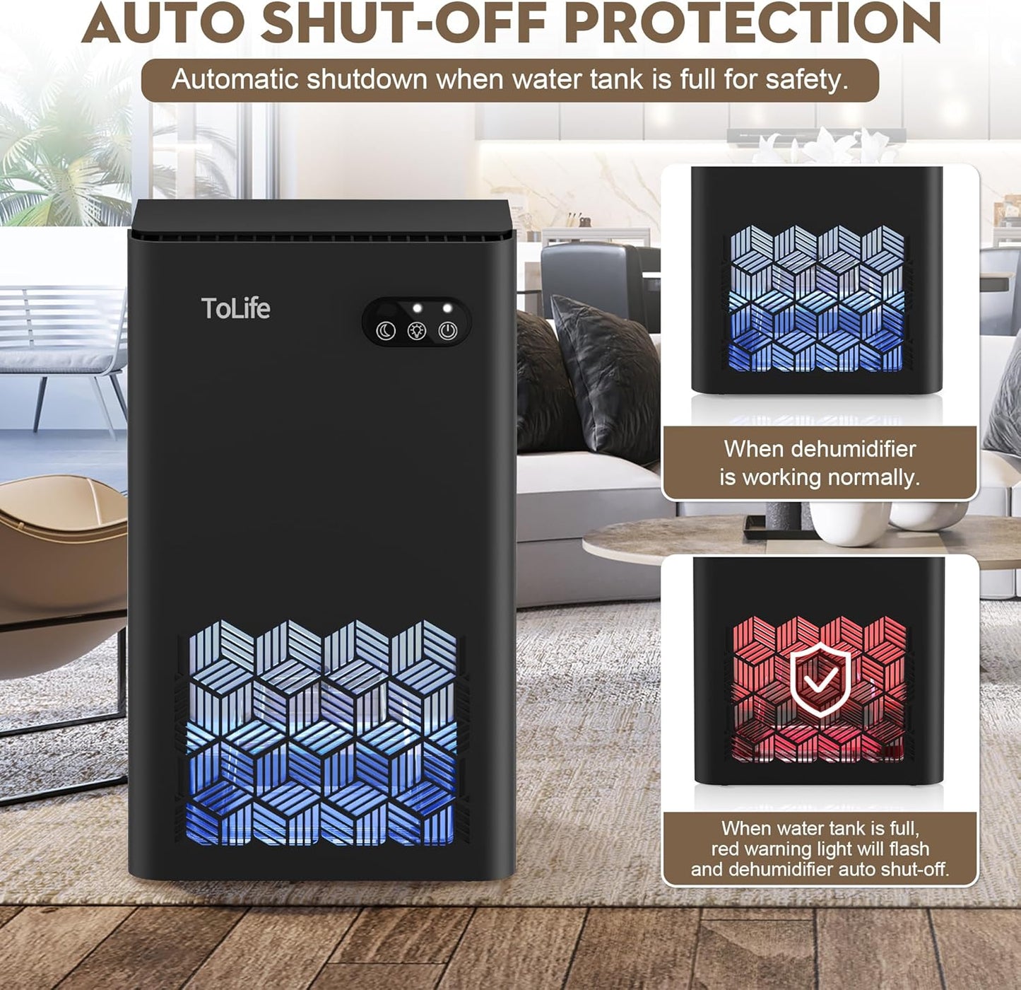 Dehumidifier, 1000 Sq Ft 95 oz Tank with Sleep Mode, Auto Shutoff