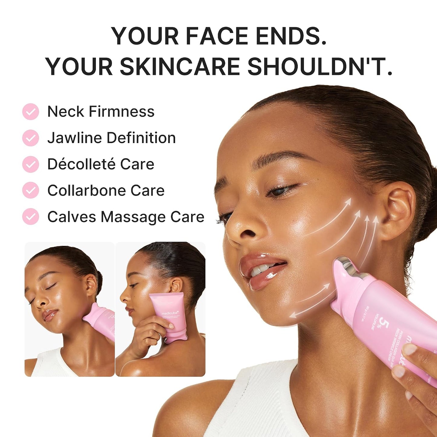 medicube PDRN Collagen Gua Sha Neck Wrinkle Cream - Firming, Contour Care | Built-In Gua Sha Massager with Volufiline 5% - For the Look of Fine Lines, Jawline, Neck, Décolleté, Korean Skincare, 3.17 o