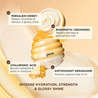 Gisou Honey Gloss Ceramide Therapy Hair Mask (2.5 Fl Oz) - Travel Size | Intense hydration, 4X stronger hair, glossy shine, no weigh down, powered by Mirsalehi Honey, ceramides &amp; hyaluronic acid