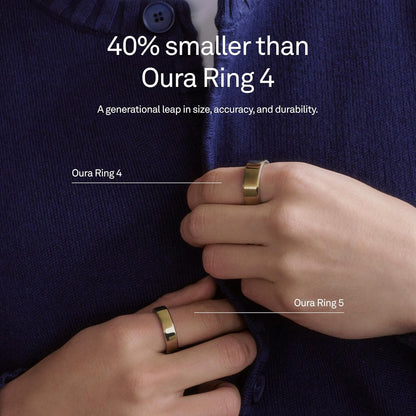 Oura Ring 5 - O Anel Inteligente Mais Pequeno do Mundo - Sono, Atividade, Saúde Feminina, Conselheiro de IA, 1 Semana de Bateria, Descubra Seu Tamanho Antes de Comprar, Compatível com Android e iOS