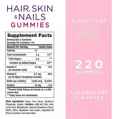 Nature's Bounty Cabello Piel Y Uñas Vitamins Multivitamin Gu Strawberry
