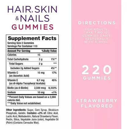 Nature's Bounty Cabello Piel Y Uñas Vitamins Multivitamin Gu Strawberry
