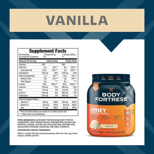 Body Fortress Super Advanced Whey Protein Powder, Vanilla Vanilla
