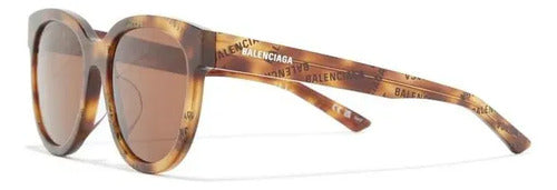Óculos De Sol De Luxo Balenciaga 54mm Redondo Havana Brown