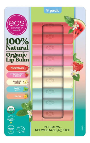 Kit 9 Eos Organic Lip Balm 100% Natural