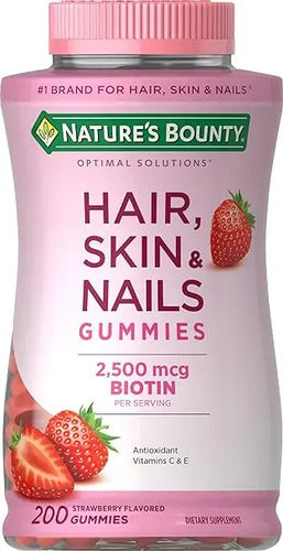Nature's Bounty Hair Skin & Nails Biotin Gummies Hair, Chewa Strawberry