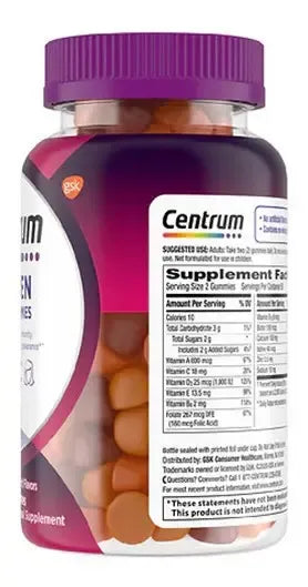 Multivitamínico Centrum Para Mulheres Sabor Frutas 100 Gomas