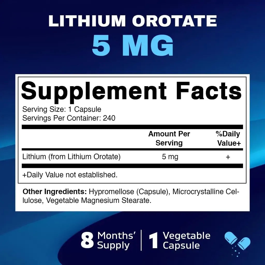 Orotato De Lítio Vitamático 5 Mg, 240 Cápsulas Vegetais