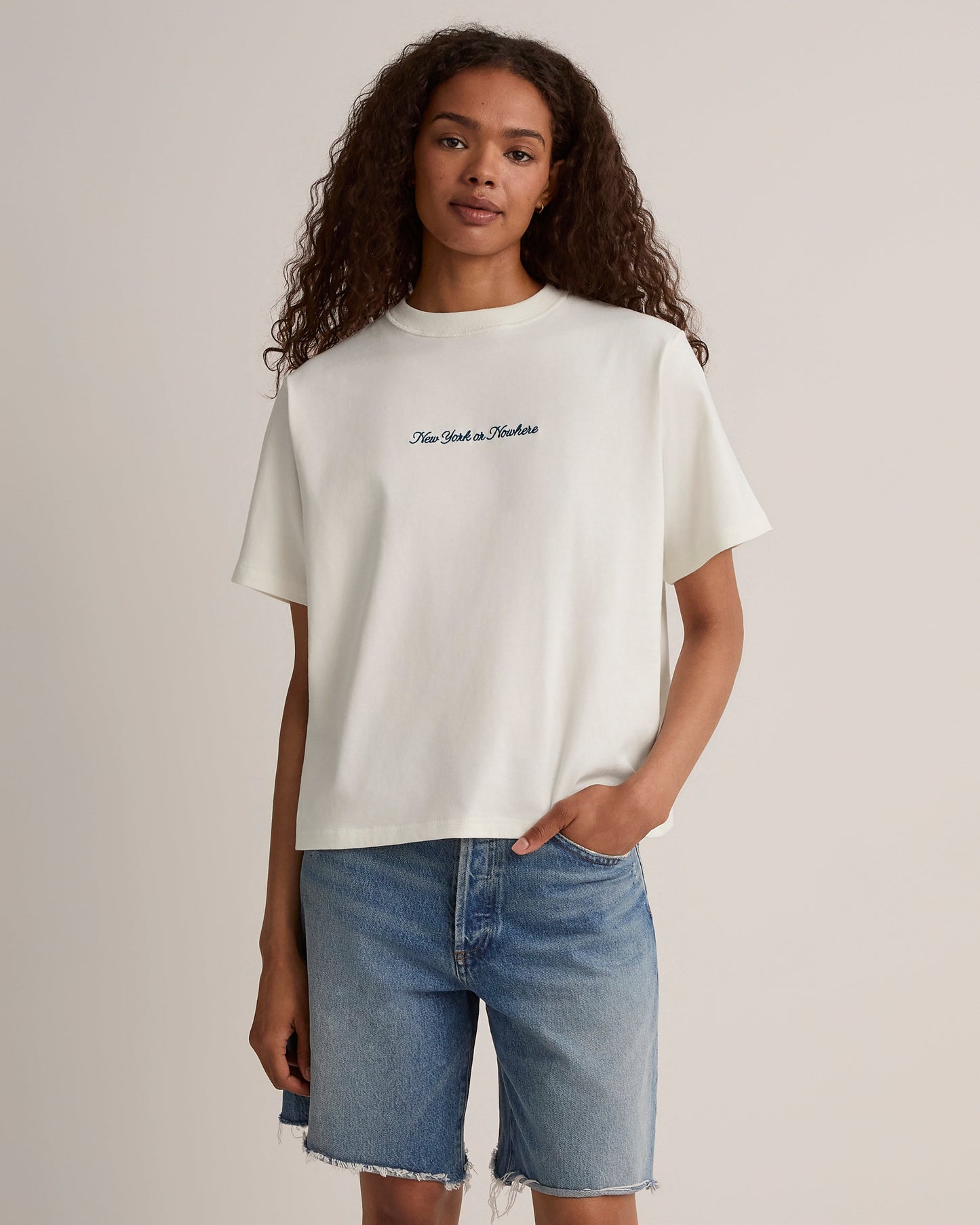 Cursive Oversized Crop T-Shirt