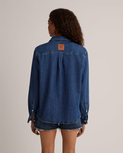 Cursive Denim Button Down Shirt