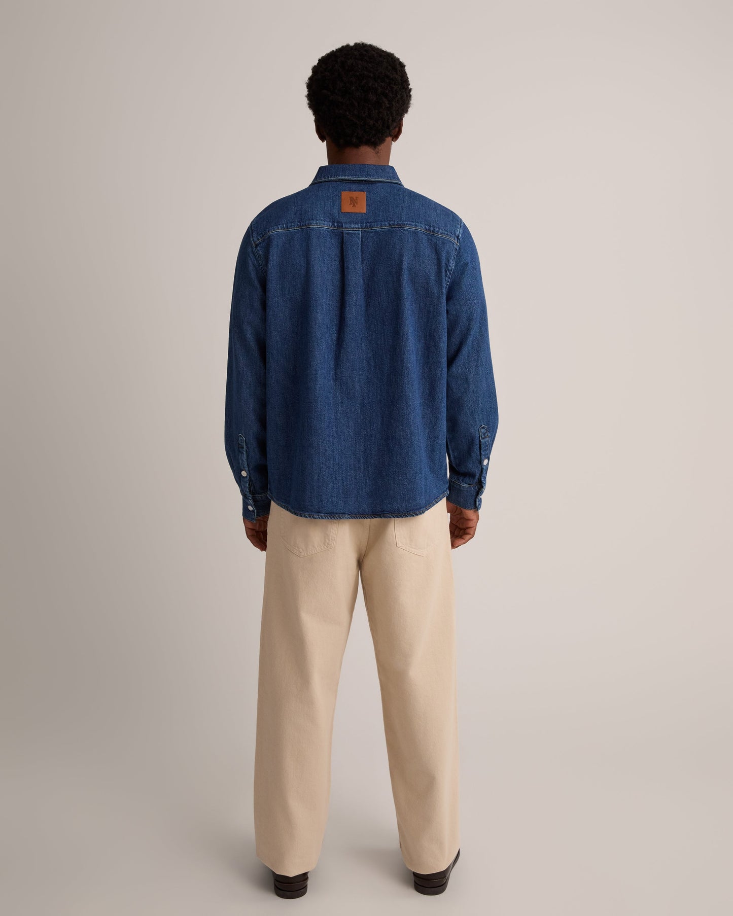 Cursive Denim Button Down Shirt