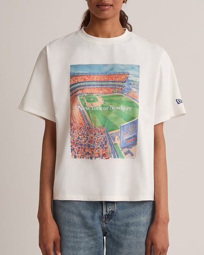 Mets Watercolor Oversized Crop T-Shirt