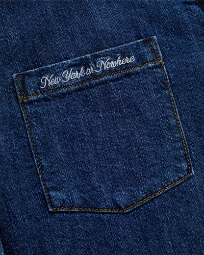 Cursive Denim Button Down Shirt