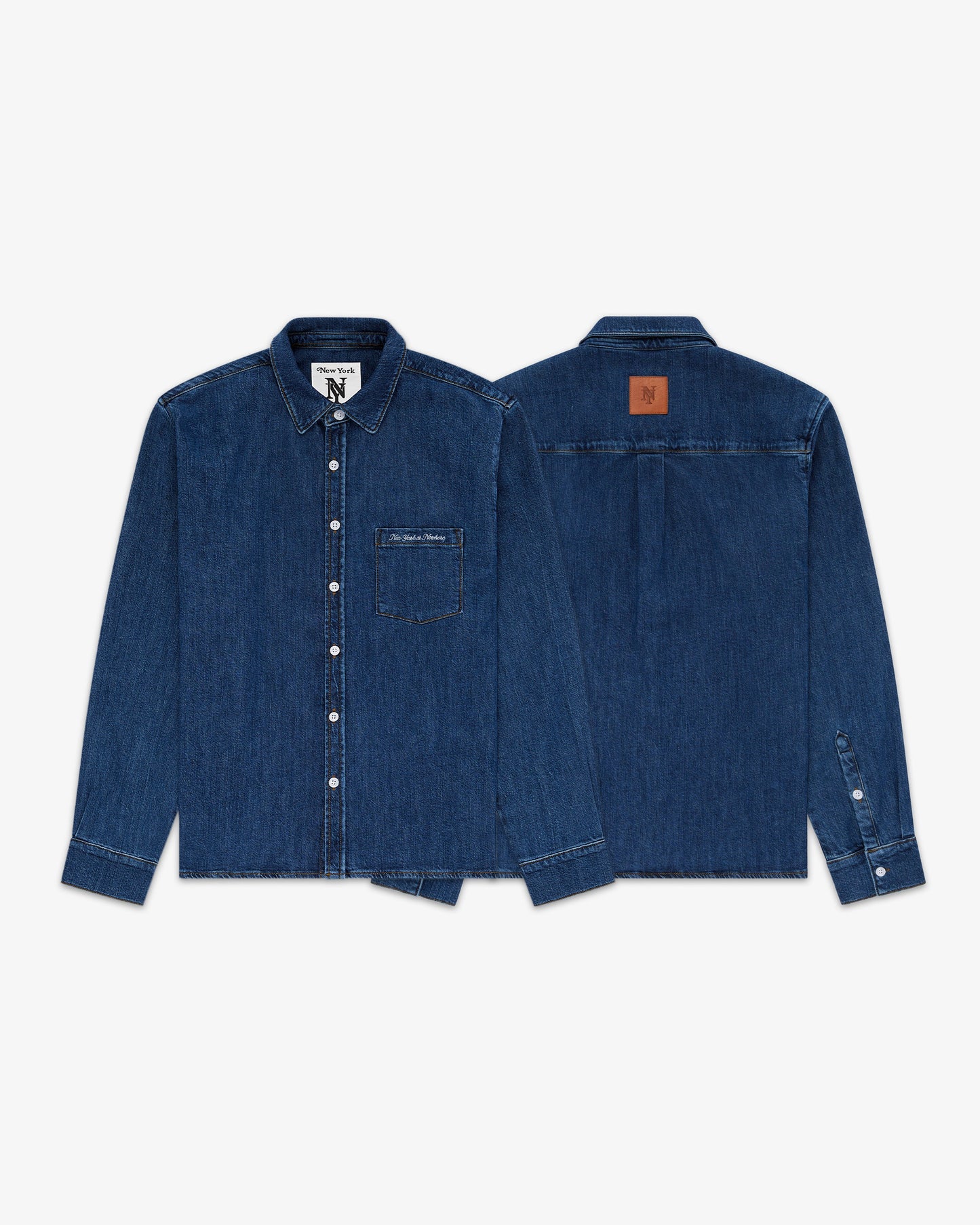 Cursive Denim Button Down Shirt
