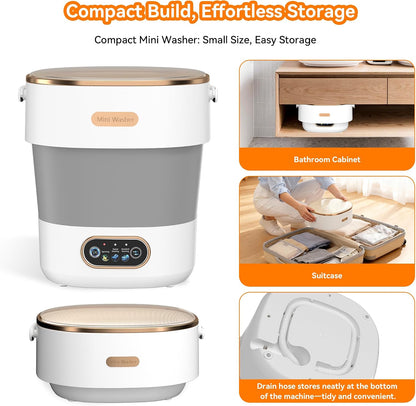 JUJOJB Lavadora Plegable Portátil 20L - Mini Lavadora y Secadora Centrifugadora para Apartamentos, Dormitorios, Vehículos Recreativos y Viajes