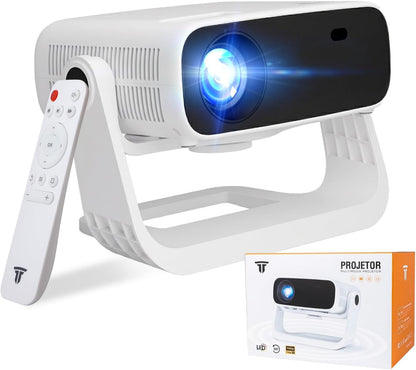 Proyector inteligente Wielio 2026 Android TV - WiFi 6, Bluetooth 5.0, 240 ANSI, Mini proyector de cine portátil 4K/1080P